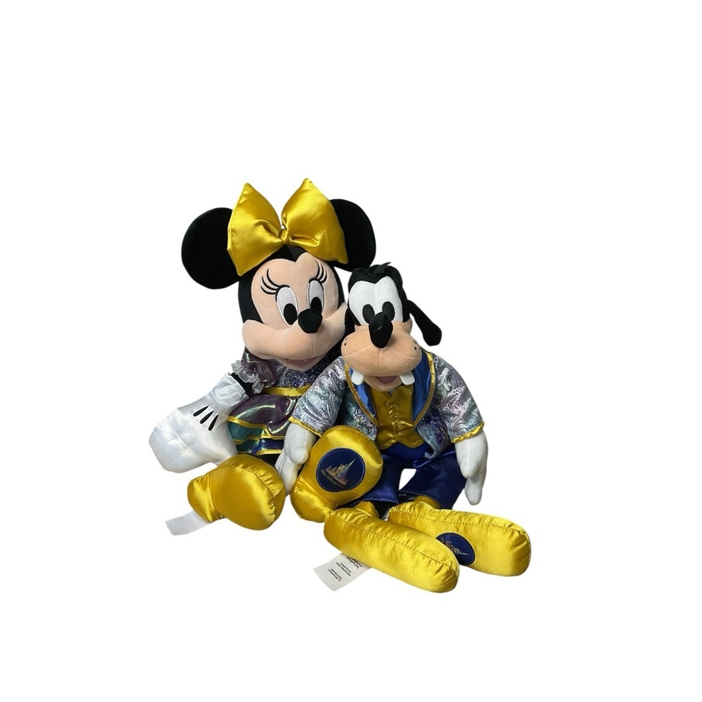 Disney Parks 50th Anniversary Mickey Minnie Plush Gold Outfit Set